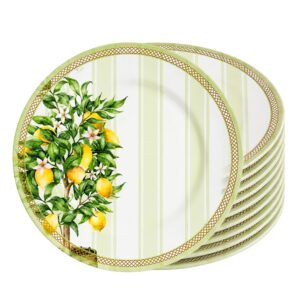 Jogo 10 Prato Raso de Cerâmica 29,5cm Limão Siciliano Doce Limone Plus Alleanza Mesa Posta
