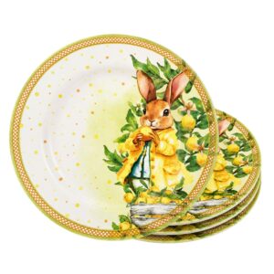 Jogo 4 Prato de Sobremesa Páscoa de Cerâmica Doce Limone Plus Alleanza 20cm