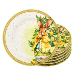 Jogo 6 Prato de Sobremesa Páscoa de Cerâmica Doce Limone Plus Alleanza 20cm