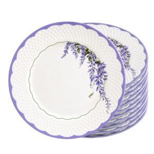 Jogo 12 Prato Raso de Cerâmica Branco 29,5cm Lolly Plus Lavanda Alleanza Mesa Posta