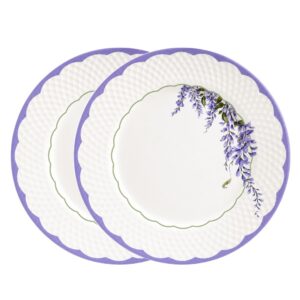 Jogo 2 Prato Raso de Cerâmica Branco 29,5cm Lolly Plus Lavanda Alleanza Mesa Posta