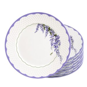 Jogo 8 Prato Raso de Cerâmica Branco 29,5cm Lolly Plus Lavanda Alleanza Mesa Posta