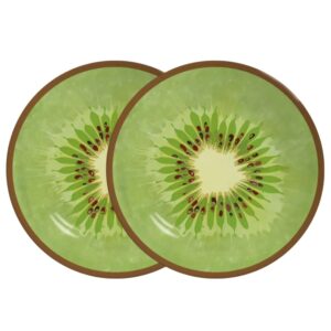 Jogo 2 Prato de Sobremesa de Cerâmica 21cm Coup Kiwi Frutas Tropicais Alleanza