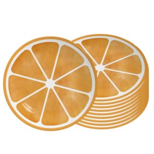 Jogo 10 Prato de Sobremesa de Cerâmica 21cm Coup Laranja Frutas Tropicais Alleanza