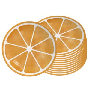 Jogo 12 Prato de Sobremesa de Cerâmica 21cm Coup Laranja Frutas Tropicais Alleanza