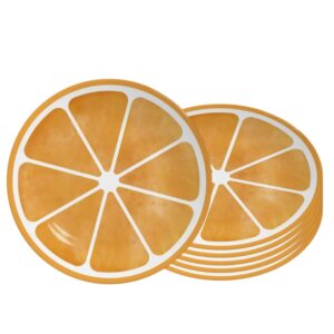 Jogo 6 Prato de Sobremesa de Cerâmica 21cm Coup Laranja Frutas Tropicais Alleanza