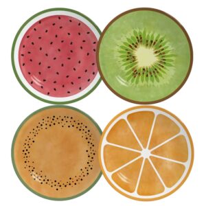 Kit 4 Prato de Sobremesa de Cerâmica 21cm Coup Frutas Tropicais Alleanza