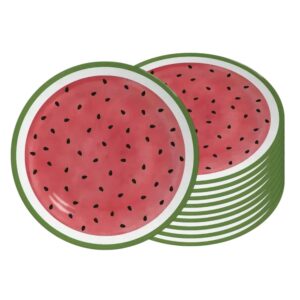 Jogo 10 Prato de Sobremesa de Cerâmica 21cm Coup Melancia Frutas Tropicais Alleanza