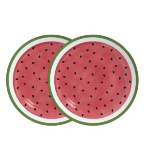 Jogo 2 Prato de Sobremesa de Cerâmica 21cm Coup Melancia Frutas Tropicais Alleanza