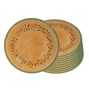 Jogo 10 Prato de Sobremesa de Cerâmica 21cm Coup Mamão Frutas Tropicais Alleanza