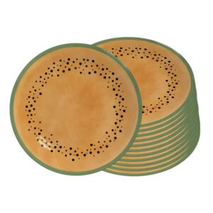 Jogo 12 Prato de Sobremesa de Cerâmica 21cm Coup Mamão Frutas Tropicais Alleanza