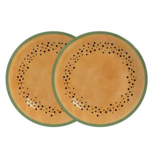 Jogo 2 Prato de Sobremesa de Cerâmica 21cm Coup Mamão Frutas Tropicais Alleanza