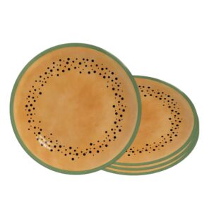 Jogo 4 Prato de Sobremesa de Cerâmica 21cm Coup Mamão Frutas Tropicais Alleanza