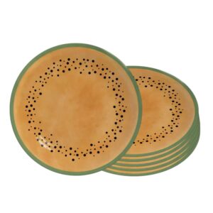 Jogo 6 Prato de Sobremesa de Cerâmica 21cm Coup Mamão Frutas Tropicais Alleanza