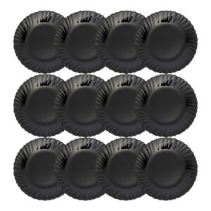 Jogo 12 Prato Raso de Vidro Preto Opalino Feston 26cm Em Casa Tem