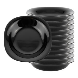 Jogo 12 Prato Fundo De Vidro Opalino Preto para Massas Risoto 21cm Quadrado Resistente Em Casa Tem