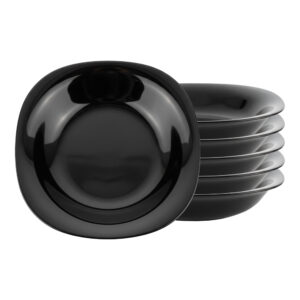 Jogo 6 Prato Fundo De Vidro Opalino Preto para Massas Risoto 21cm Quadrado Resistente Em Casa Tem