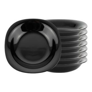 Jogo 8 Prato Fundo De Vidro Opalino Preto para Massas Risoto 21cm Quadrado Resistente Em Casa Tem