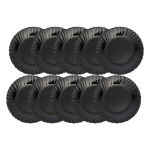 Jogo 10 Prato de Sobremesa de Vidro Preto Opalino Feston Pratinho 19cm Em Casa Tem