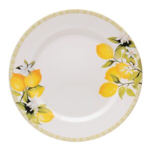 Prato Raso Branco Limão Siciliano 24cm Cerâmica Lyor Mesa Posta