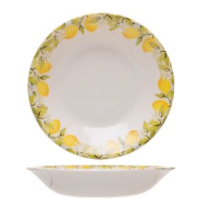 Prato Fundo de Cerâmica 21cm Limão Siciliano Caldos Sopa Branco Lyor Mesa Posta