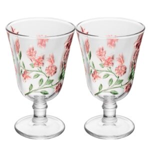 Jogo 2 Taça para Água de Cristal Flores Lys Hand Painting 240ml Lyor