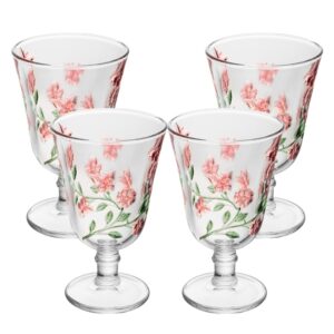 Jogo 4 Taça para Água de Cristal Flores Lys Hand Painting 240ml Lyor