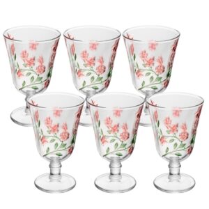 Jogo 6 Taça para Água de Cristal Flores Lys Hand Painting 240ml Lyor