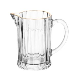 Mini Jarra Leiteira de Cristal Transparente com Fio de Ouro Radial 290ml Lyor