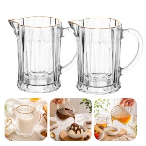 Kit 2 Mini Jarra Leiteira de Cristal Transparente com Fio de Ouro Radial 290ml Lyor