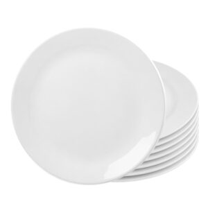 Jogo 8 Prato Raso de Vidro Branco Opalino 25,5cm Essenza Rojemac