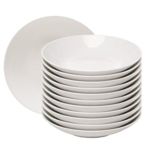 Jogo 12 Prato Fundo Branco de Vidro Opalino 20cm Essenza Rojemac Profissional