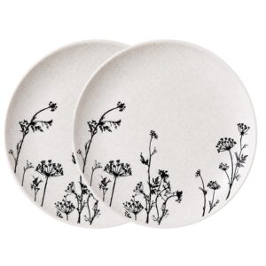 Jogo 2 Prato Raso de Cerâmica Floral Moderno Mesa Posta Em Casa Tem 26cm