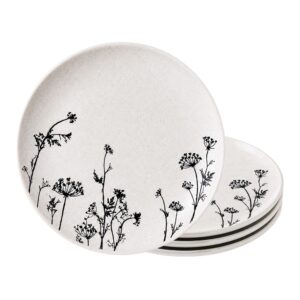 Jogo 4 Prato Raso de Cerâmica Floral Moderno Mesa Posta Em Casa Tem 26cm