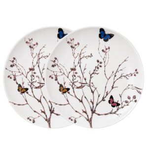Jogo 2 Prato de Sobremesa de Cerâmica Branc Birds Em Casa Tem 20cm