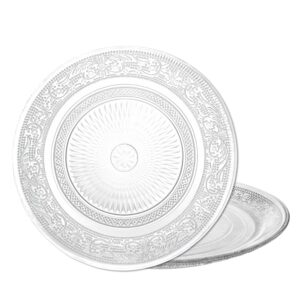 Jogo 2 Prato de Sobremesa de Vidro Transparente Revelo Fino Pratinho 18cm Mesa Posta Haüskraft