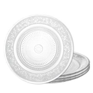 Jogo 4 Prato de Sobremesa de Vidro Transparente Revelo Fino Pratinho 18cm Mesa Posta Haüskraft