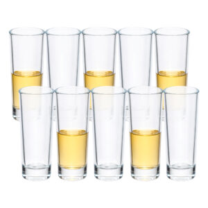 Kit 10 Copo de Shot Dose Vidro Titanium Copinho Cachaça Tequila Resistente Luxo 65ml Haüskraft Premium