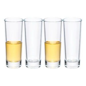 Kit 4 Copo de Shot Dose Vidro Titanium Copinho Cachaça Tequila Resistente Luxo 65ml Haüskraft Premium