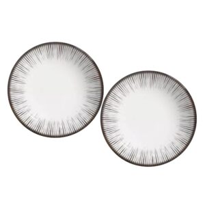 Jogo 2 Pratos Raso em Cerâmica Branco e Preto Coup Haya Alleanza 29cm