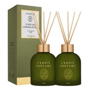 Kit 2 Difusor de Perfume Flor de Laranjeira Floral Cítrico Aromatizador com Varetas 200ml Lenvie