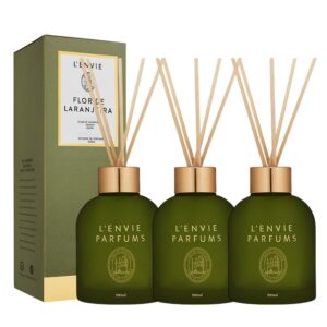 Kit 3 Difusor de Perfume Flor de Laranjeira Floral Cítrico Aromatizador com Varetas 200ml Lenvie