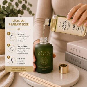 Kit 2 Refil para Difusor Perfume Flor de Laranjeira Floral Cítrico com Varetas Lenvie 200ml