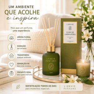 Kit 6 Refil para Difusor Perfume Flor de Laranjeira Floral Cítrico com Varetas Lenvie 200ml