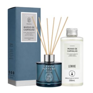 Kit Difusor de Perfume e Refil Musgo de Carvalho Floral Aquoso Amadeirado Lenvie 200ml