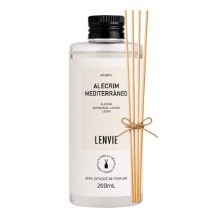 Refil Difusor de Perfume Alecrim Mediterrâneo Verde Floral Aromático Lenvie 200ml