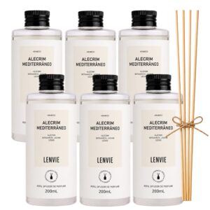 Kit 6 Refil Difusor de Perfume Alecrim Mediterrâneo Verde Floral Aromático Lenvie 200ml