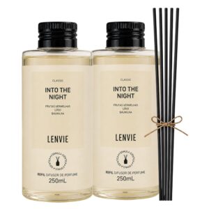 Kit 2 Refil Difusor de Perfume Into The Night Lenvie Aromatizador com Varetas 250ml