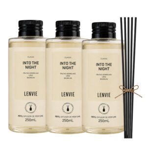Kit 3 Refil Difusor de Perfume Into The Night Lenvie Aromatizador com Varetas 250ml