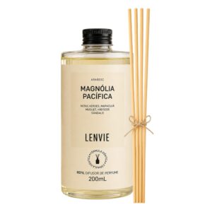 Refil de Difusor de Perfume Magnólia Pacífica Floral Aromatizador com Varetas Lenvie 200ml